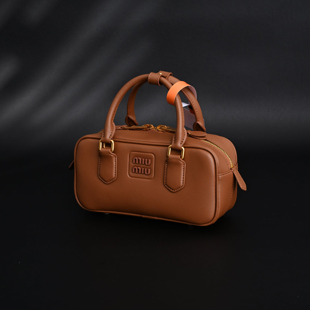 Miu Miu Leather Top Handle Satchel ¨C Caramel Brown