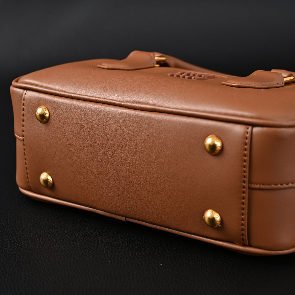 Miu Miu Leather Top Handle Satchel ¨C Caramel Brown