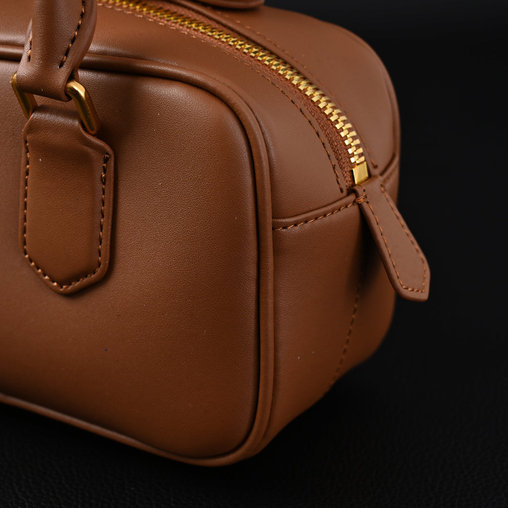 Miu Miu Leather Top Handle Satchel ¨C Caramel Brown
