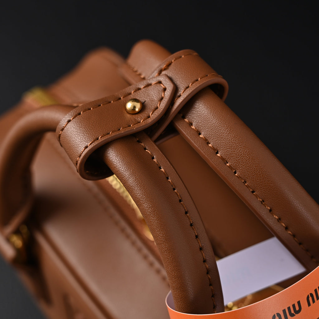 Miu Miu Leather Top Handle Satchel ¨C Caramel Brown