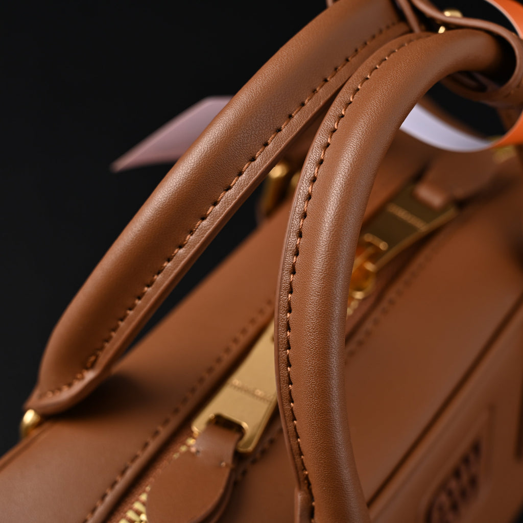 Miu Miu Leather Top Handle Satchel ¨C Caramel Brown