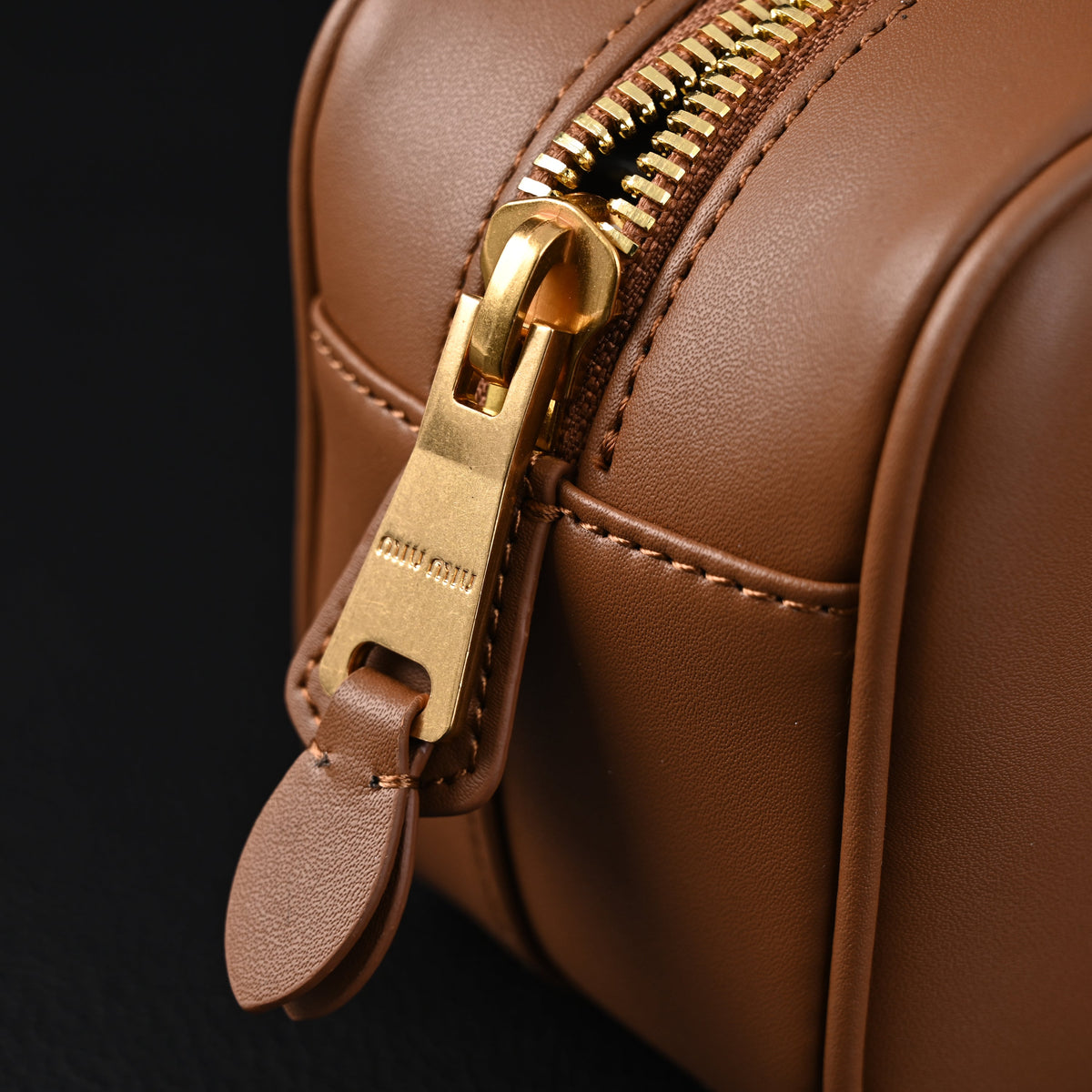Miu Miu Leather Top Handle Satchel ¨C Caramel Brown