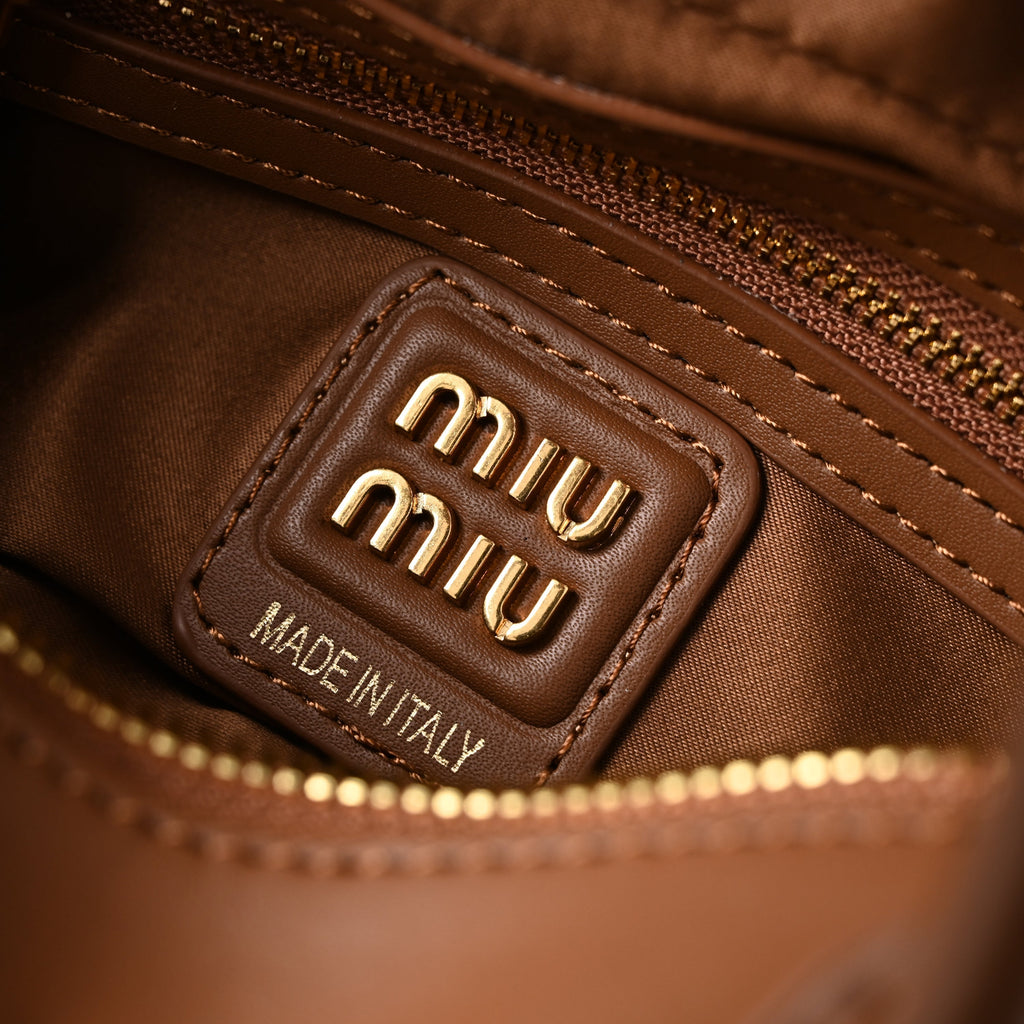 Miu Miu Leather Top Handle Satchel ¨C Caramel Brown