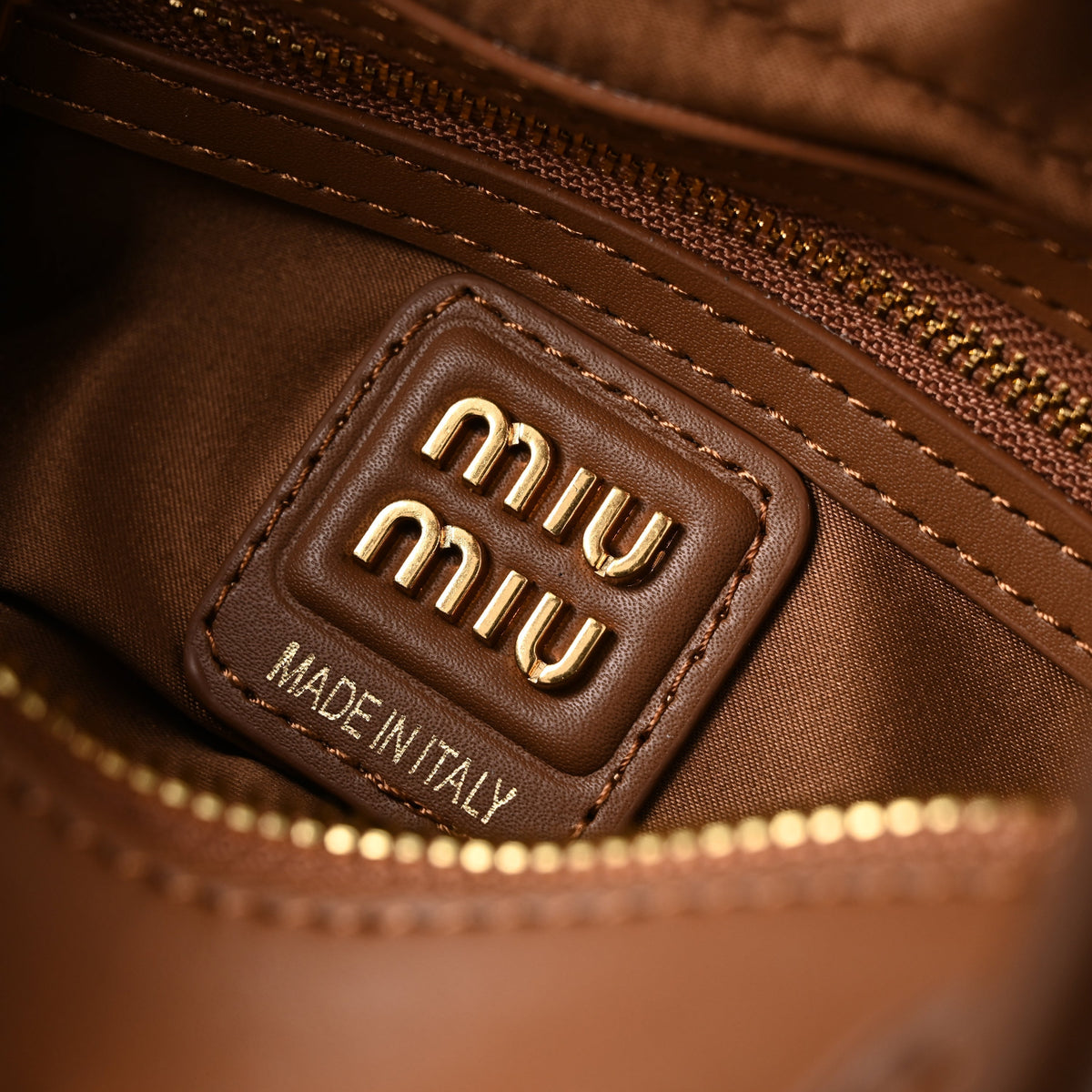 Miu Miu Leather Top Handle Satchel ¨C Caramel Brown