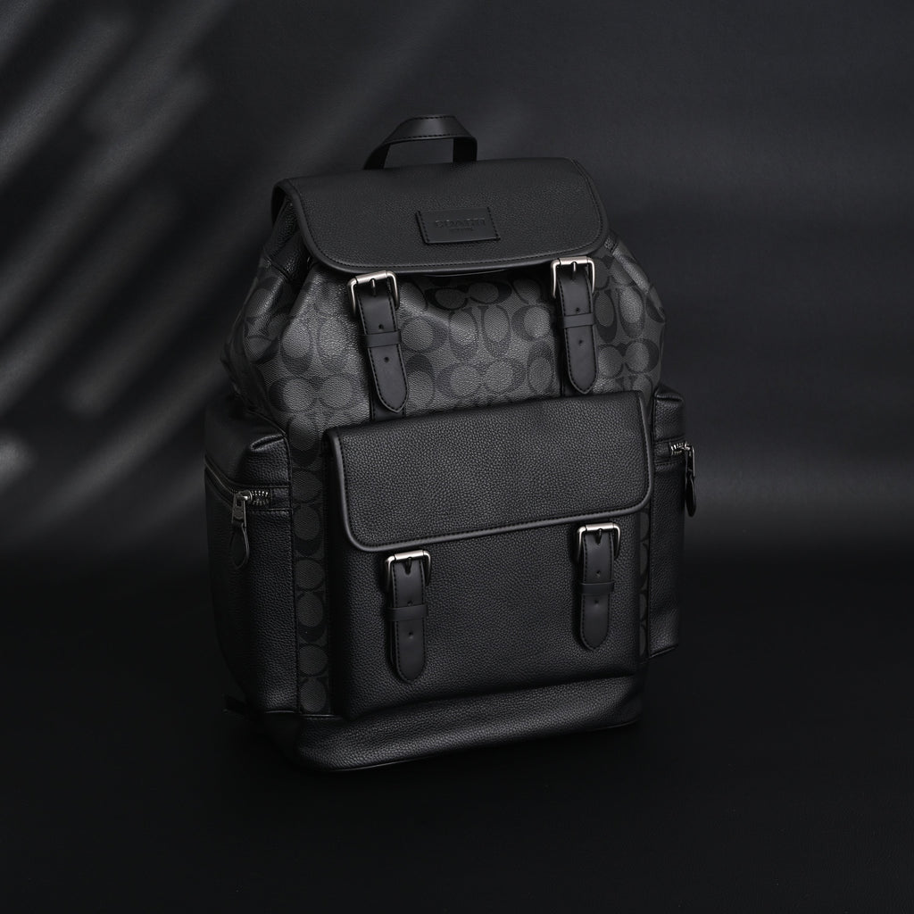 Coach Men¡¯s Leather Backpack ¨C Black Signature Canvas