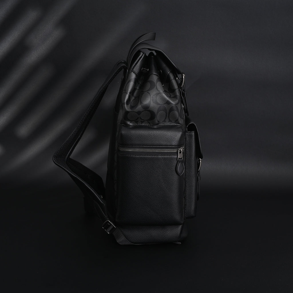Coach Men¡¯s Leather Backpack ¨C Black Signature Canvas
