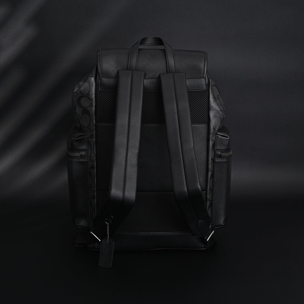 Coach Men¡¯s Leather Backpack ¨C Black Signature Canvas
