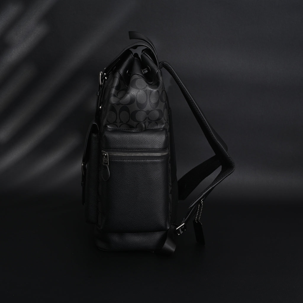 Coach Men¡¯s Leather Backpack ¨C Black Signature Canvas
