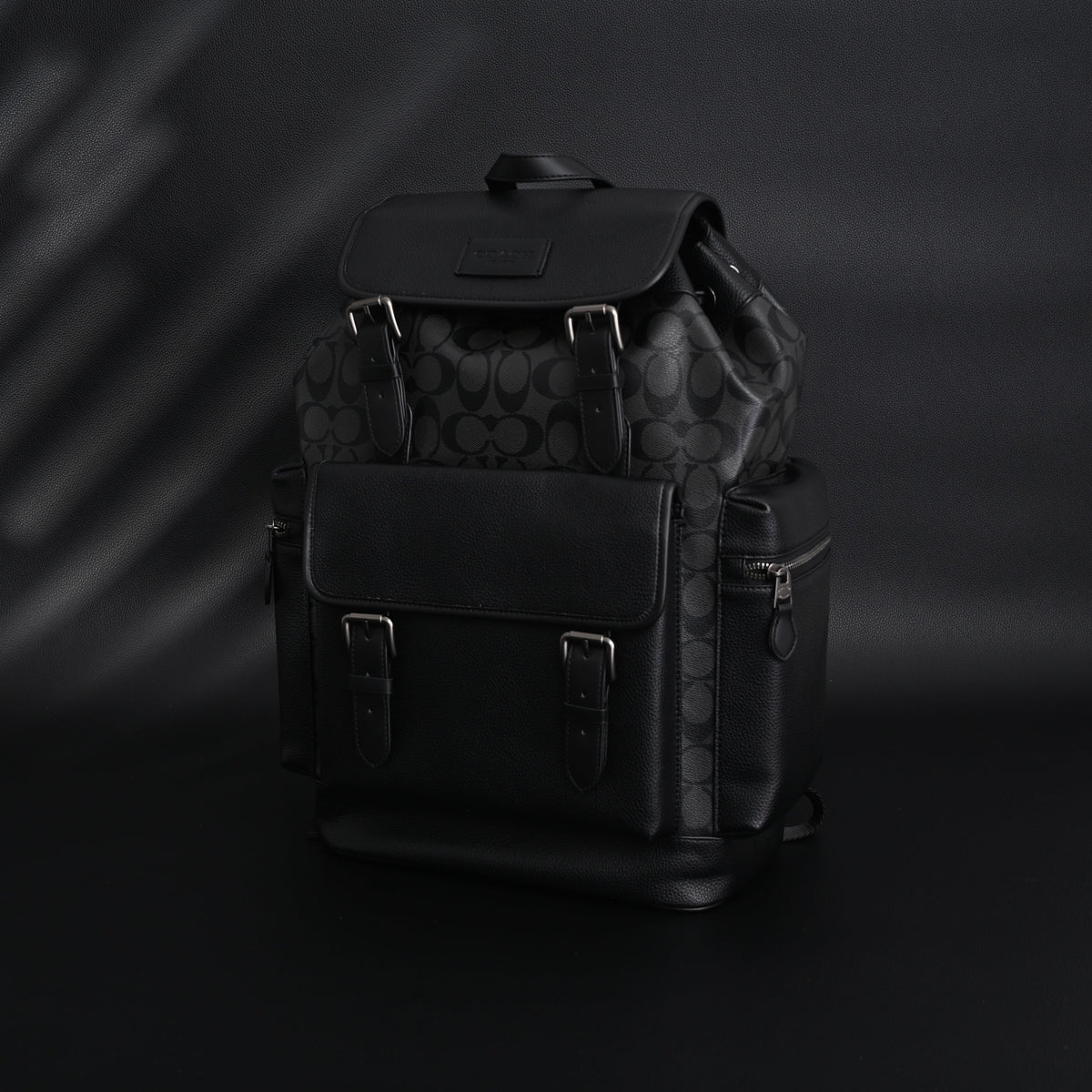 Coach Men¡¯s Leather Backpack ¨C Black Signature Canvas
