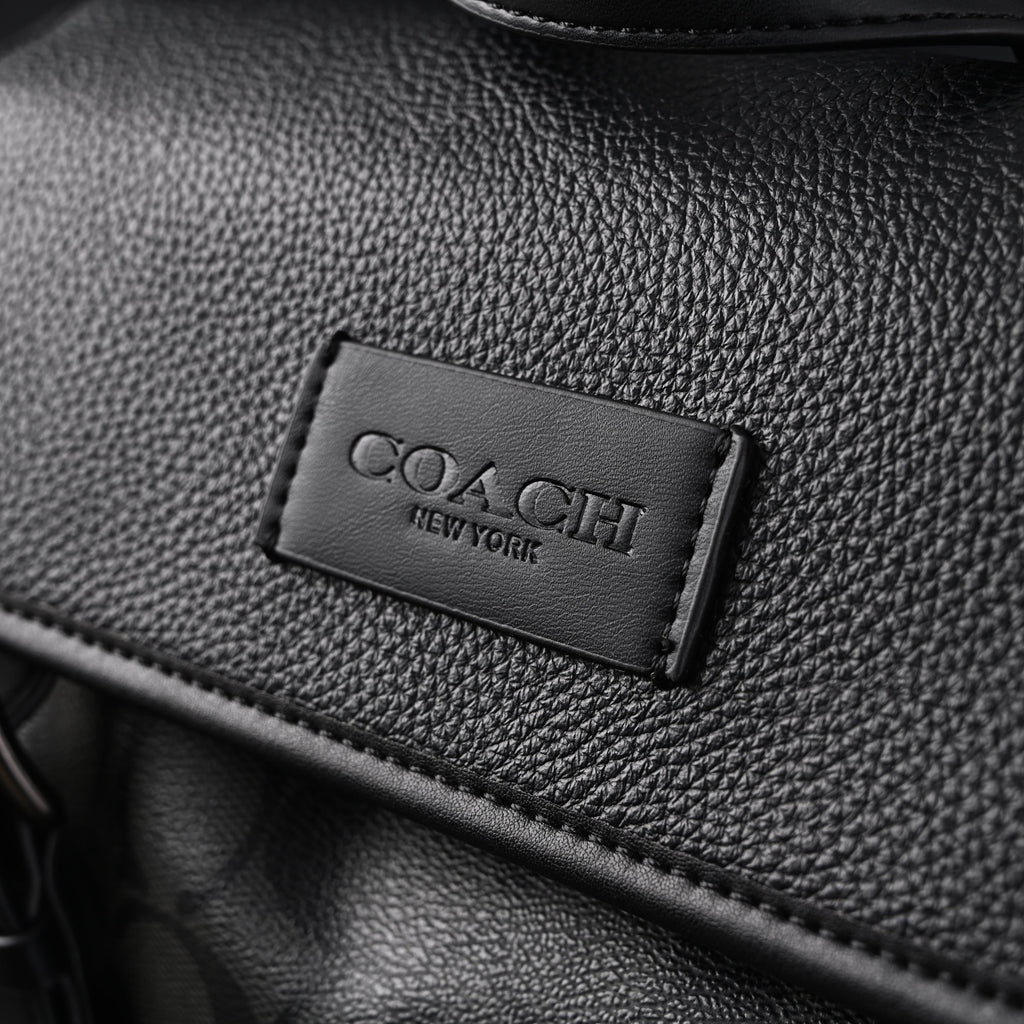 Coach Men¡¯s Leather Backpack ¨C Black Signature Canvas