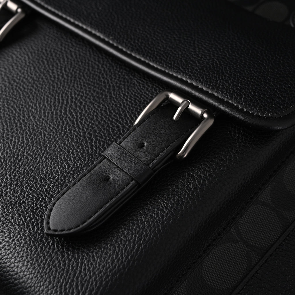 Coach Men¡¯s Leather Backpack ¨C Black Signature Canvas