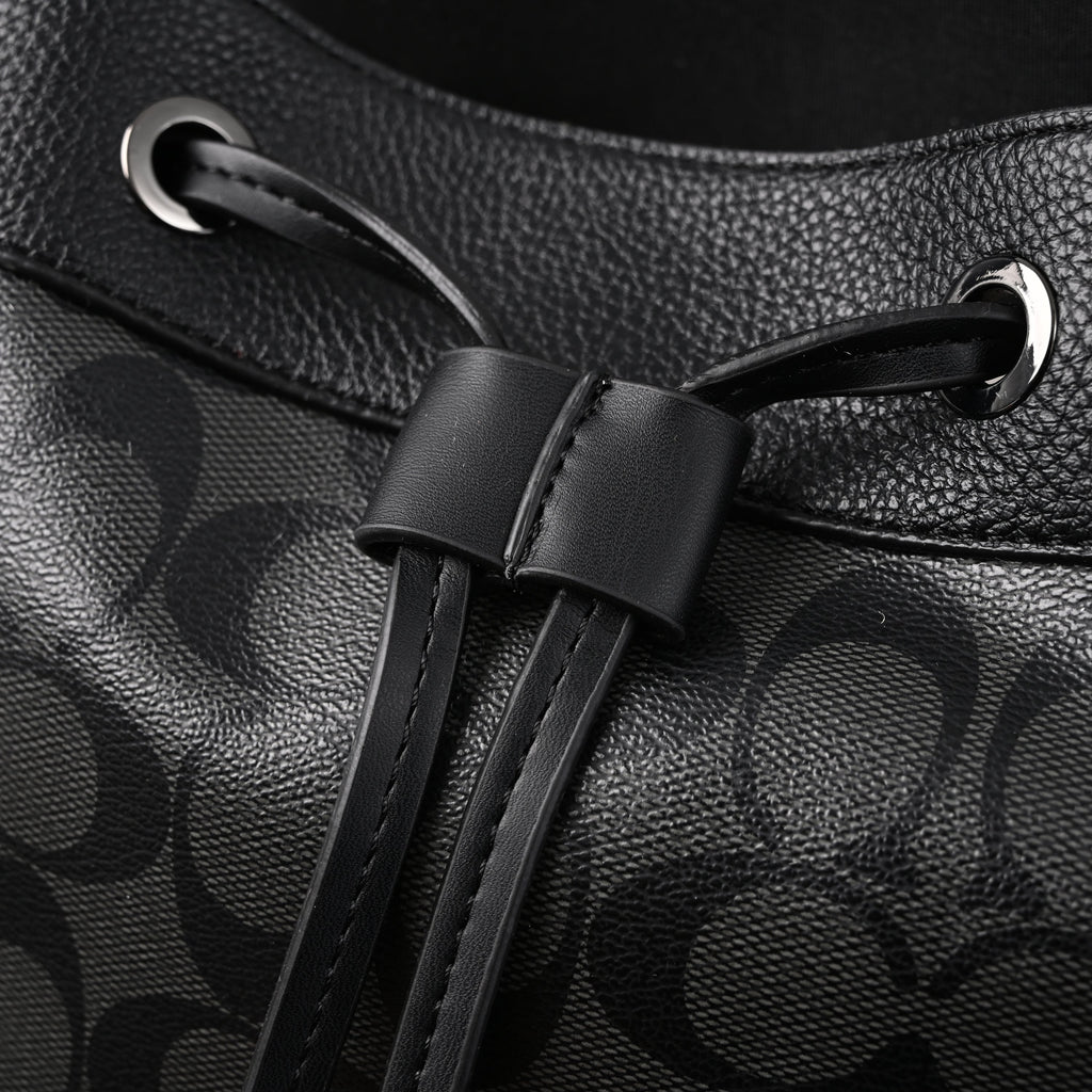 Coach Men¡¯s Leather Backpack ¨C Black Signature Canvas
