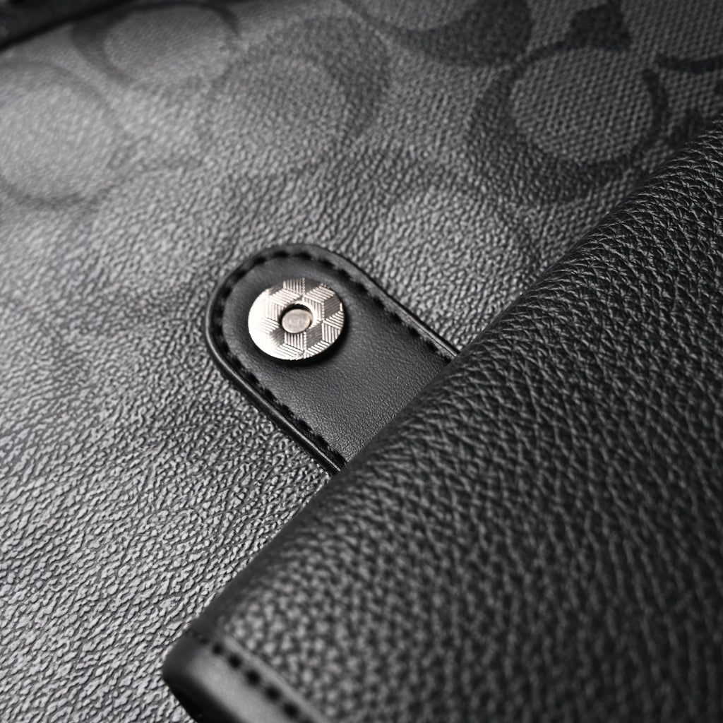 Coach Men¡¯s Leather Backpack ¨C Black Signature Canvas