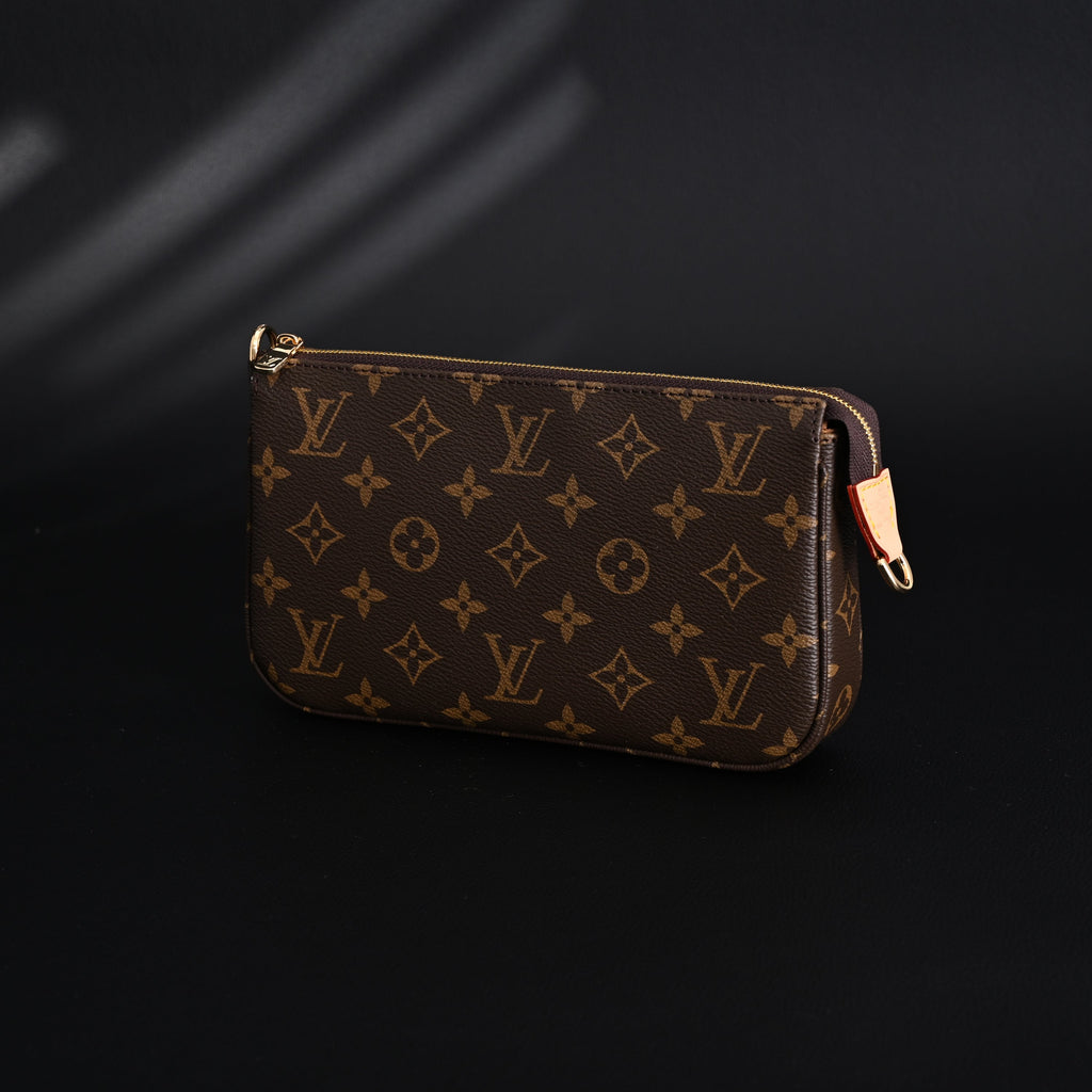 Louis Vuitton Pochette Accessoires Monogram Canvas Clutch Bag ¨C Brown with Gold Chain (M82766)