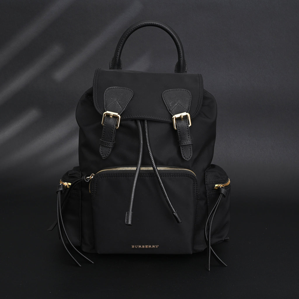 Burberry The Rucksack ¨C Black Nylon & Leather Backpack with Gold-Tone Hardware