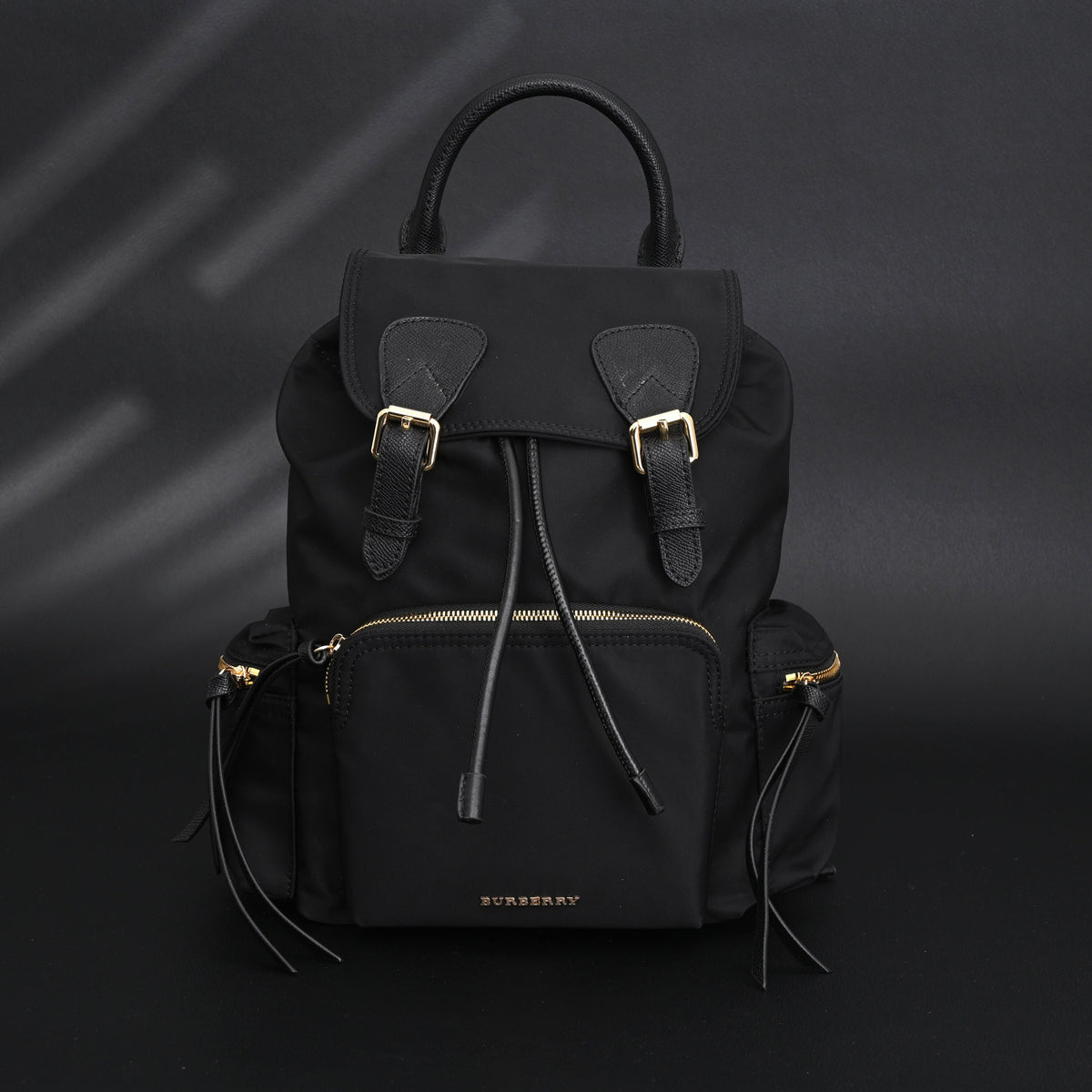 Burberry The Rucksack ¨C Black Nylon & Leather Backpack with Gold-Tone Hardware