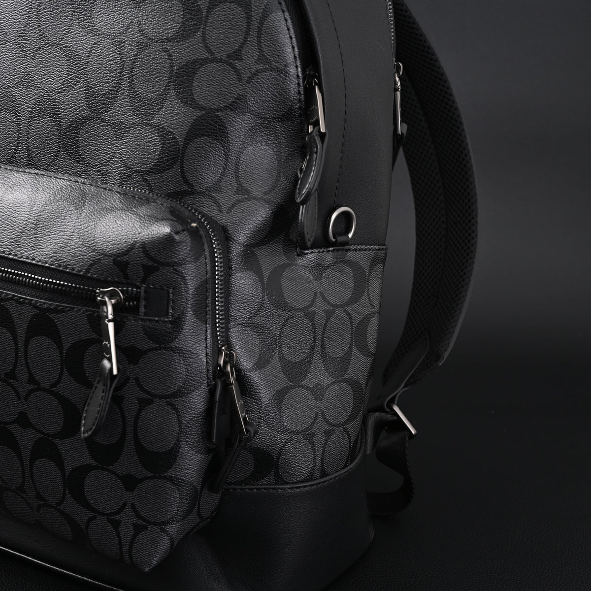 Coach West Backpack ¨C Signature Canvas in Black/Grey