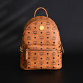 MCM Stark Visetos Medium Backpack ¨C Cognac Monogram with Gold-Tone Studs