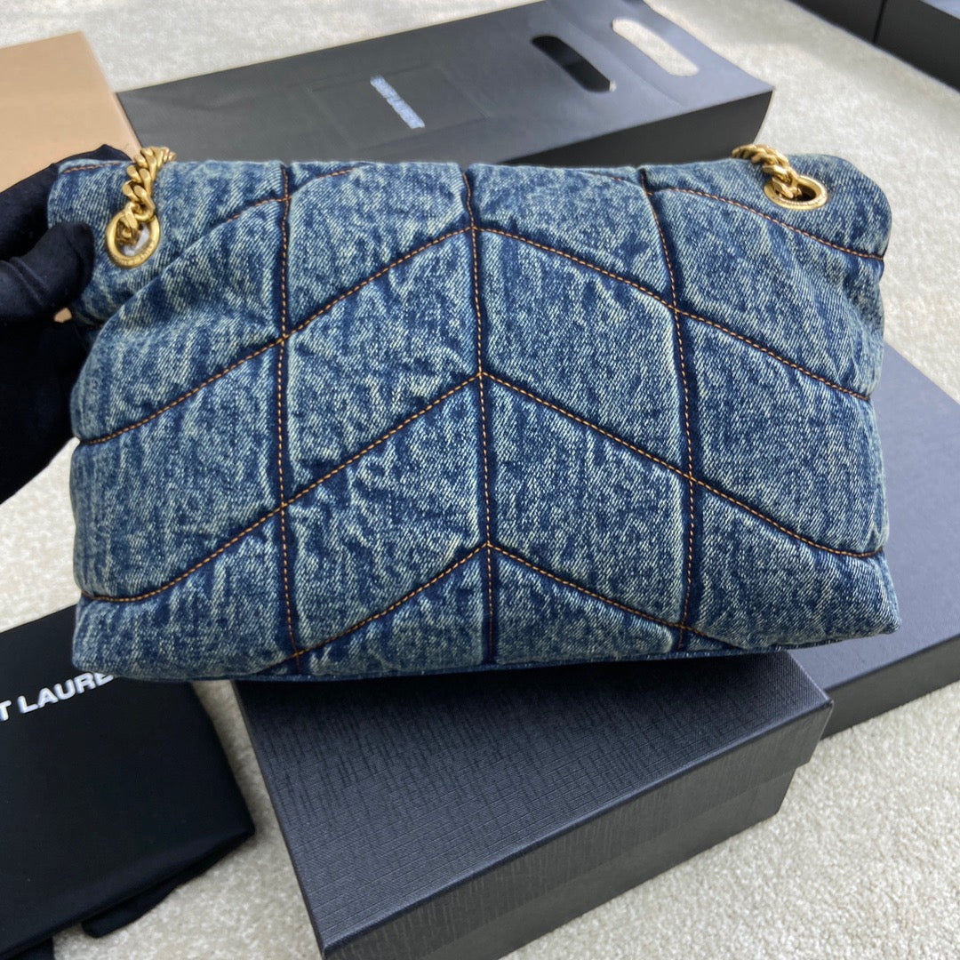YSL Puffer Denim Bag - 29?¨¢17?¨¢11cm
