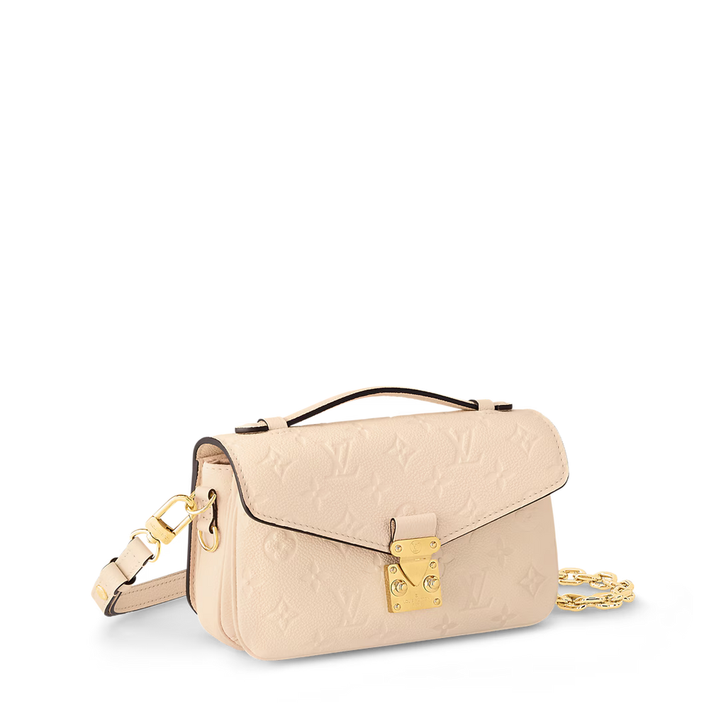 LV Pochette M¨¦tis East West Monogram Canvas Handle Crossbody Bag with Chain Strap and Leather Trim (21.5 x 13.5 x 6) cm