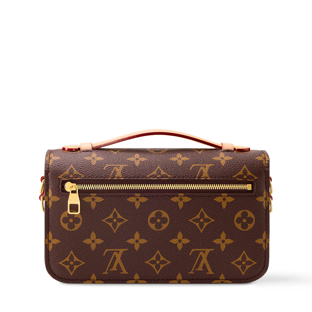 LV Pochette M¨¦tis East West Monogram Canvas Handle Crossbody Bag with Chain Strap and Leather Trim (21.5 x 13.5 x 6) cm