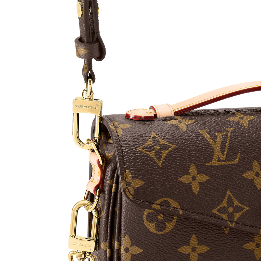 LV Pochette M¨¦tis East West Monogram Canvas Handle Crossbody Bag with Chain Strap and Leather Trim (21.5 x 13.5 x 6) cm