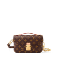 LV Pochette M¨¦tis East West Monogram Canvas Handle Crossbody Bag with Chain Strap and Leather Trim (21.5 x 13.5 x 6) cm